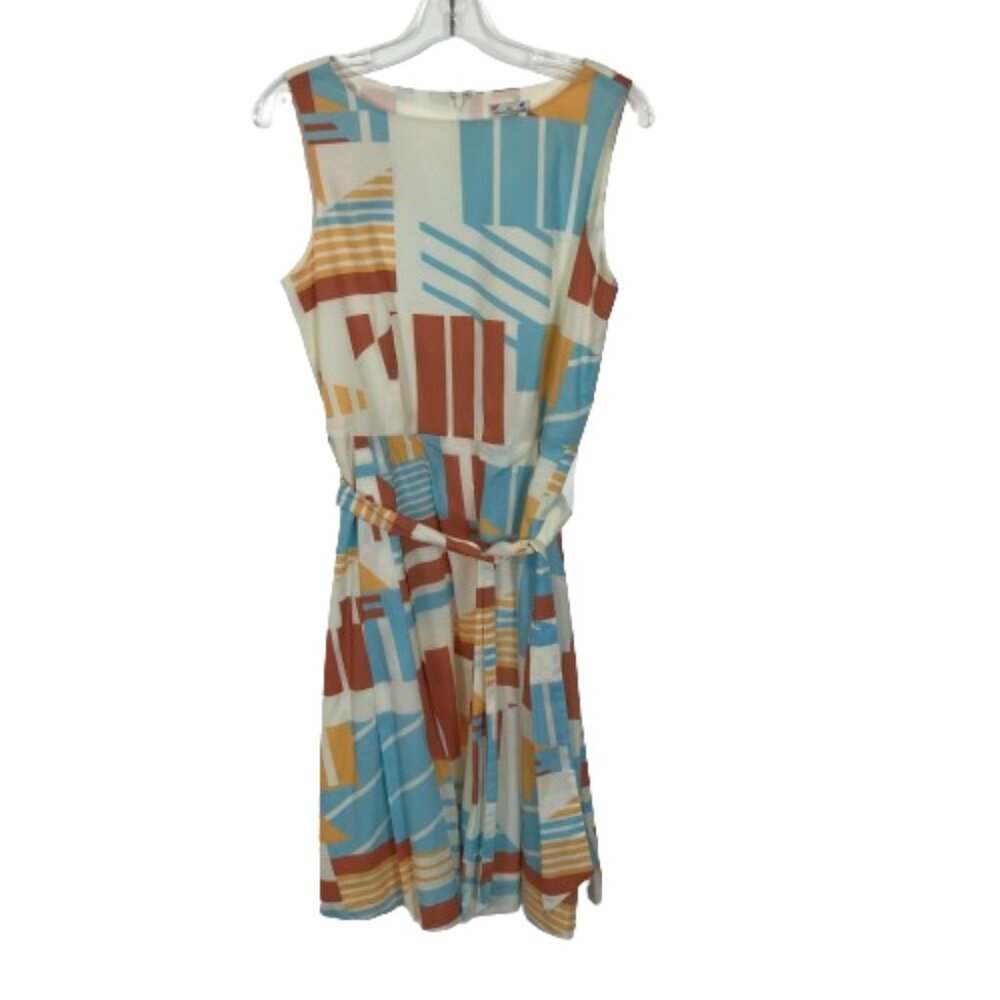 NWT Womens Size 10 LL Bean Signature Retro Print Fit and Flare Poplin Dress